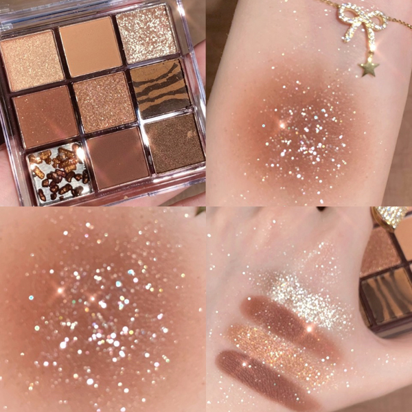 DIKALU Transparent 9 Color Acrylic Eyeshadow Palette Glitter Matte Eye Shadow Makeup Shimmer Makeup