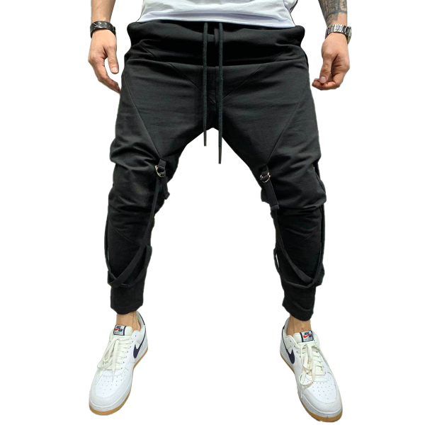 Hip Hop Cargo Pants Pockets Men Streetwear Harajuku Harem Pants Lace Up Ribbon Joggers Trousers