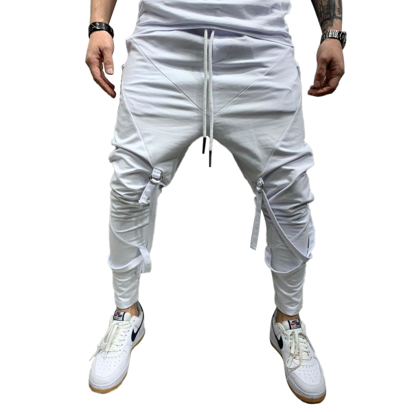 Hip Hop Cargo Pants Pockets Men Streetwear Harajuku Harem Pants Lace Up Ribbon Joggers Trousers