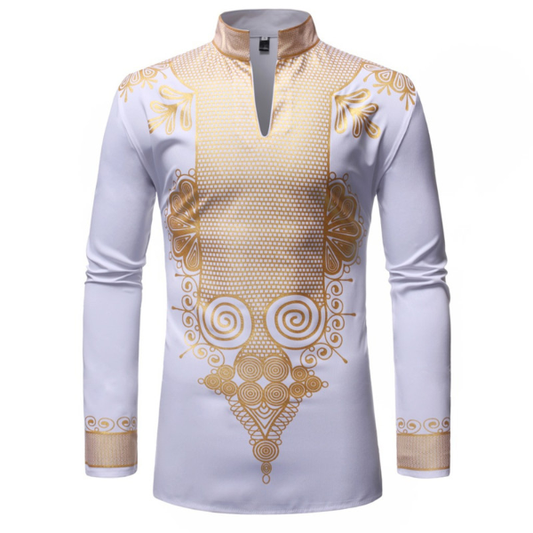 Black African Dashiki Print Shirt Men 2021 Fashion Hip Hop Streetwear Afrian Clothes Men Slim Shirts