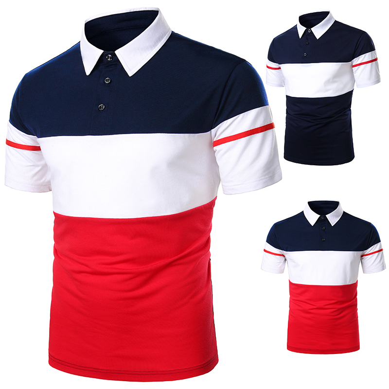 Men Polo Men Shirt Short Sleeve Polo Shirt Contrast Color Polo New Clothing Summer T-shirts & Polos