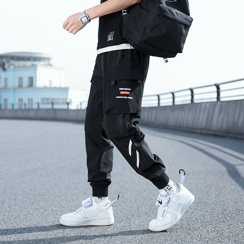 New Mens Side Pockets Cargo Harem Pants 2021 Oversized Black Hip Hop Casual Men  Trousers