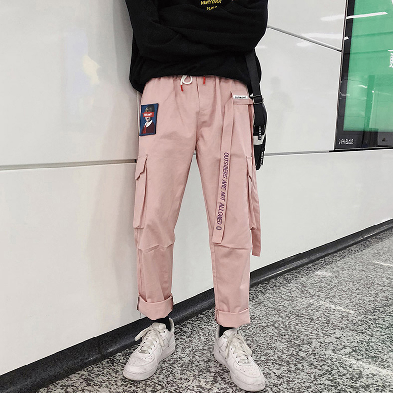Streetwear Men's Cargo Pants 2021 Overalls Man Side Pockets Hip Hop Harem Pants  Trousers