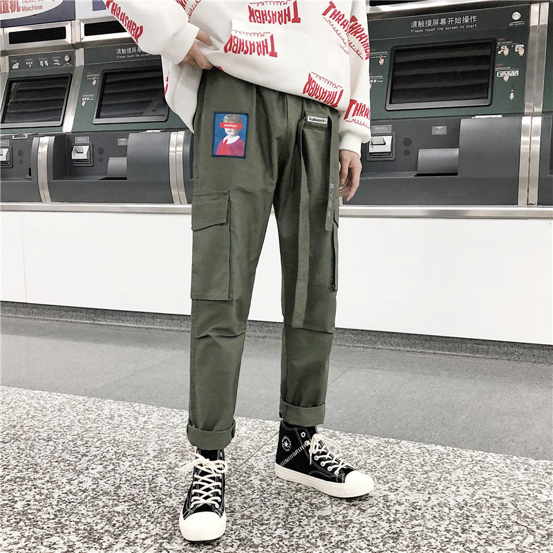 Streetwear Men's Cargo Pants 2021 Overalls Man Side Pockets Hip Hop Harem Pants  Trousers