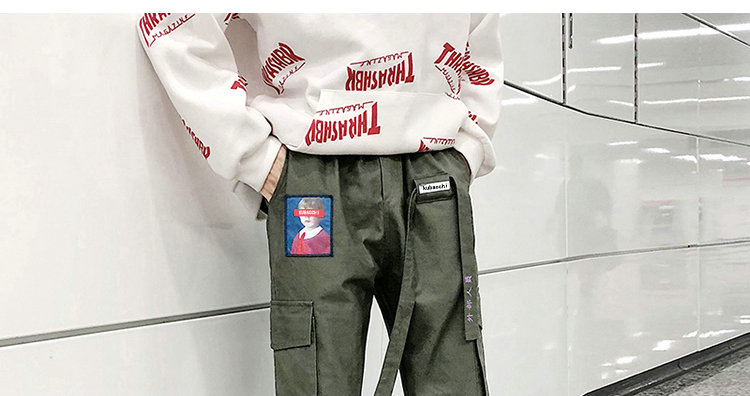 Streetwear Men's Cargo Pants 2021 Overalls Man Side Pockets Hip Hop Harem Pants  Trousers