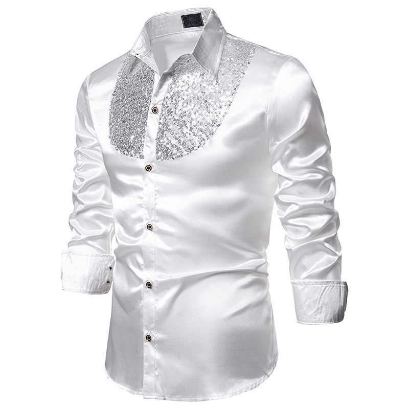 Men Long Sleeve Wedding Dress Shirt For Men Soft Comfortable Shine Business Shirt  Shirts