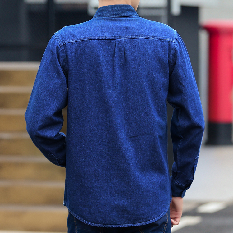 #4705 Denim Shirt For Men Long Sleeve 2021 Spring Autumn Blue Sunscreen Work Clothes  Shirts