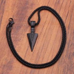 Men's Design Matte Black Long Necklace With Arrow Pendant Jewelry Chain Hip Hop Jewellery One Size Black Black one size