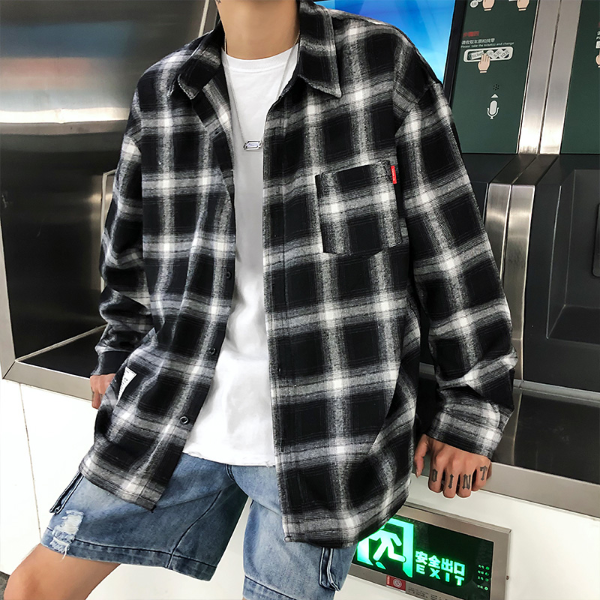 Harajuku Plaid Shirts Men's Spring Autumn Winter High Quality Casual Flannel Men Shirts