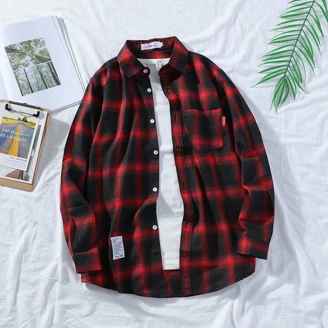 Harajuku Plaid Shirts Men's Spring Autumn Winter High Quality Casual Flannel Men Shirts