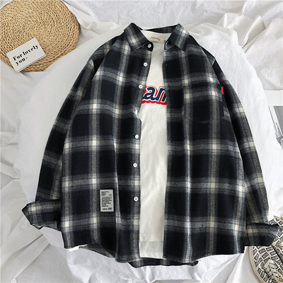 Harajuku Plaid Shirts Men's Spring Autumn Winter High Quality Casual Flannel Men Shirts