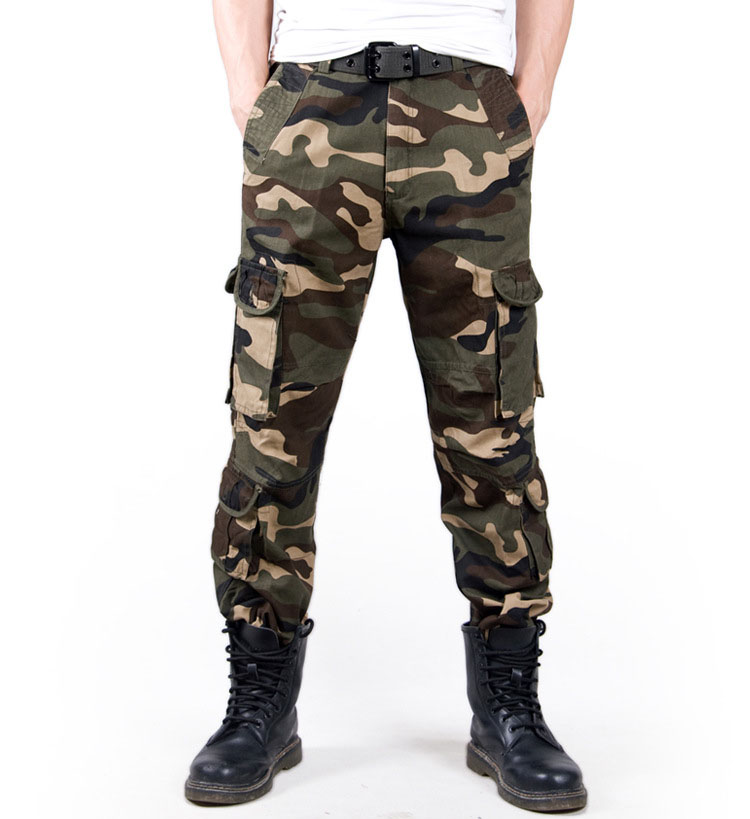 Fashion Camouflage Printed Military Cargo Pants Men Loose Baggy Tactical Trousers