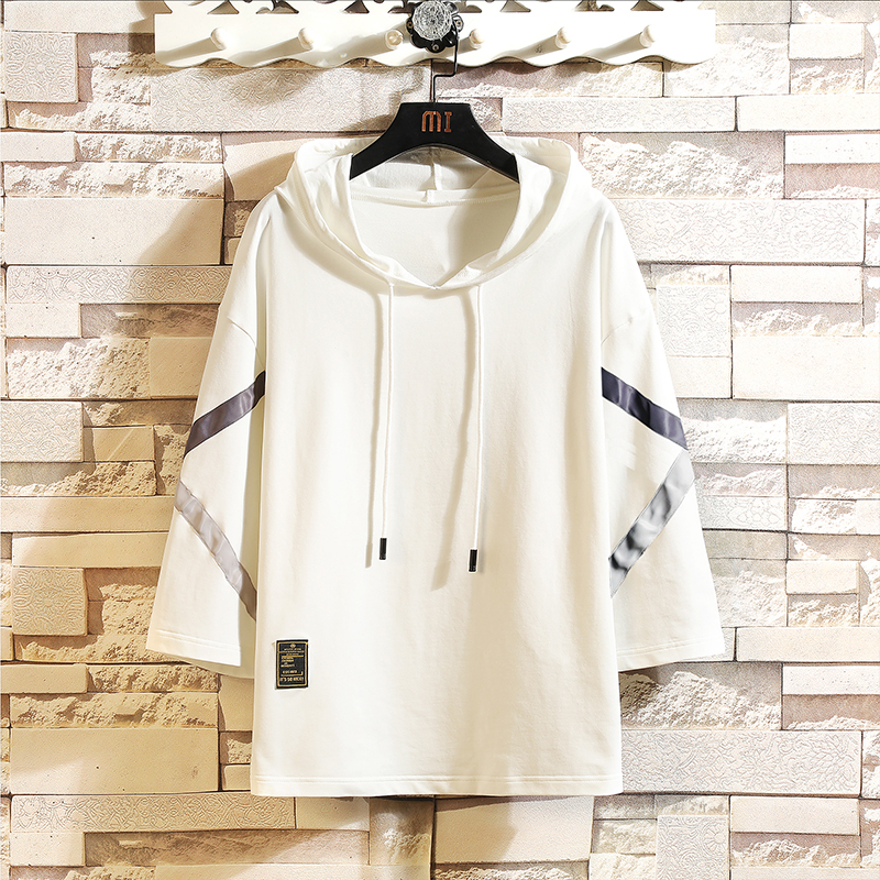 Casual Short Sleeves Hoodies 2021 Summer Black White Hip Hop Loose T-shirts & Polos