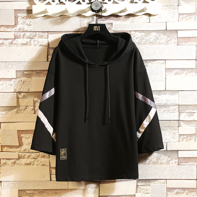 Casual Short Sleeves Hoodies 2021 Summer Black White Hip Hop Loose T-shirts & Polos