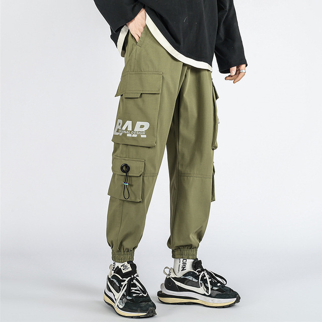 Hip Hop Cargo Pants Men Streetwear Cotton Joggers Fashion Sweatpants Male Casual Harem Trousers