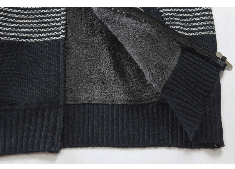 Winter Sweater Coat Men Thick Warm Hooded Cardigan Jumpers Men Striped  Jackets & Trench Coats