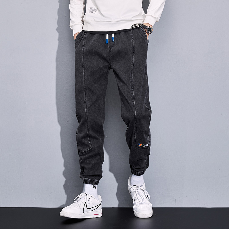 Spring Autumn Plus Size Baggy Jeans Men Black Blue Stretch Cotton Denim Joggers Cargo Pants Casual Loose Trousers