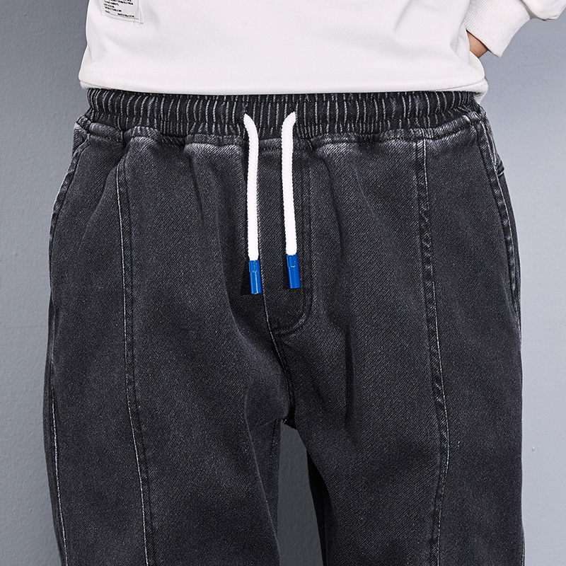 Spring Autumn Plus Size Baggy Jeans Men Black Blue Stretch Cotton Denim Joggers Cargo Pants Casual Loose Trousers