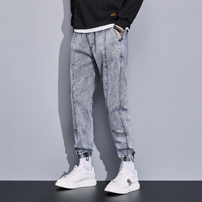 Spring Autumn Plus Size Baggy Jeans Men Black Blue Stretch Cotton Denim Joggers Cargo Pants Casual Loose Trousers