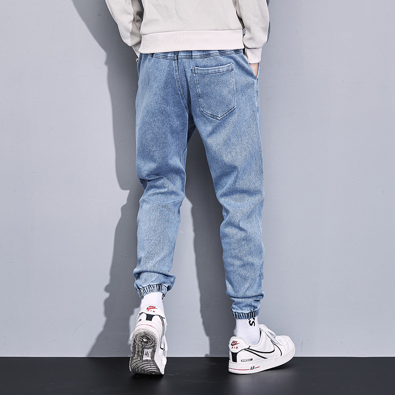 Spring Autumn Plus Size Baggy Jeans Men Black Blue Stretch Cotton Denim Joggers Cargo Pants Casual Loose Trousers
