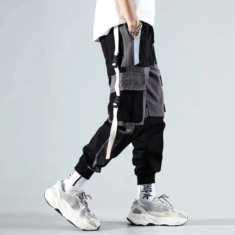 New Streetwear Men's Multi Pockets Cargo Harem Pants Hip Hop Casual Male Trousers