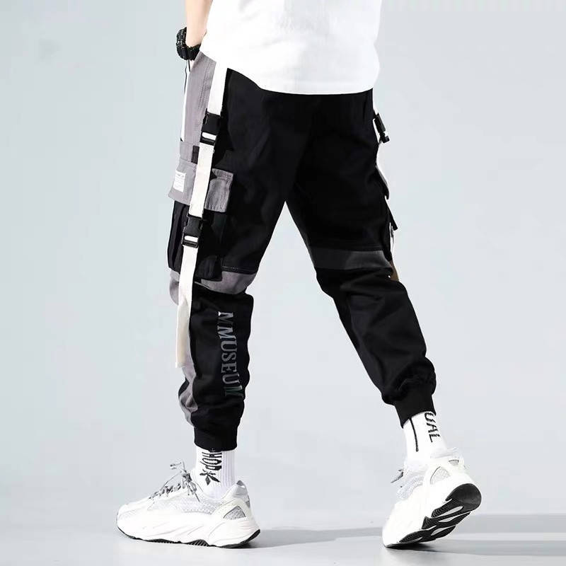 New Streetwear Men's Multi Pockets Cargo Harem Pants Hip Hop Casual Male Trousers