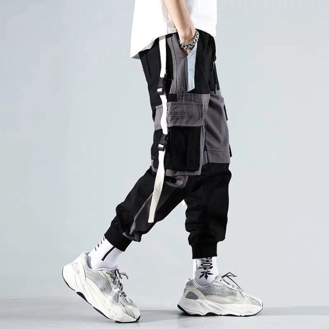 New Streetwear Men's Multi Pockets Cargo Harem Pants Hip Hop Casual Male Trousers