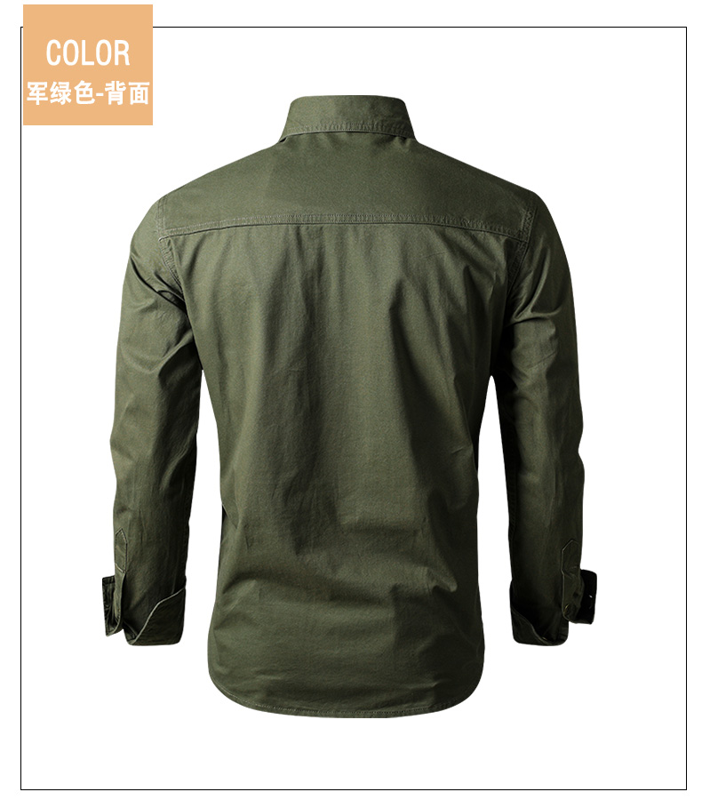 Mens Cotton Military Shirts Men Long Sleeve Casual Dress Shirt Male Cargo Work Shirts Mens Working Shirts