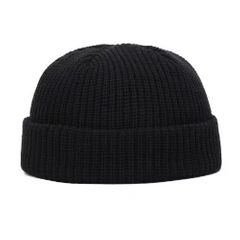 Fashion Hip Hop Beanie Knitted hat Men Skullcap Women winter Warm Brimless Baggy Melon Hats & Caps Black one size