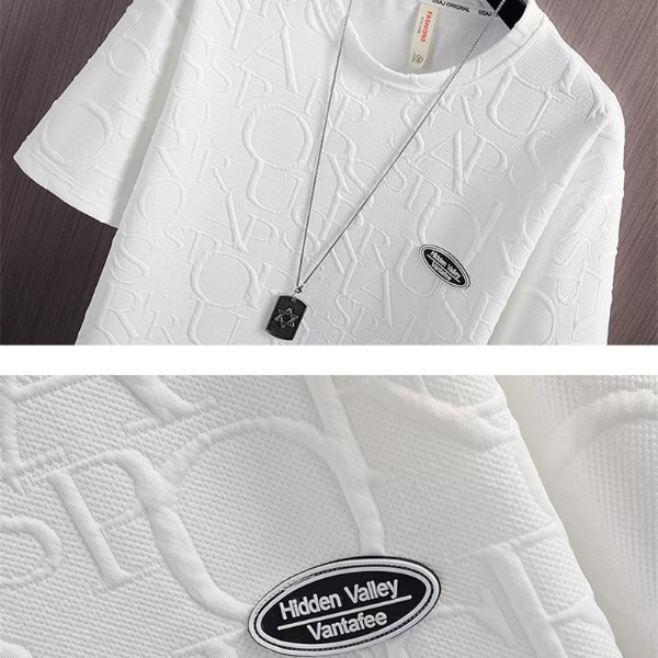 Summer Tshirt Shorts 2 Pieces Set White Tracksuit Men's 3D Letters Vintage Streetwear Creative Pattern Shorts