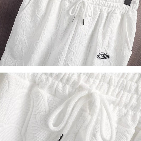 Summer Tshirt Shorts 2 Pieces Set White Tracksuit Men's 3D Letters Vintage Streetwear Creative Pattern Shorts