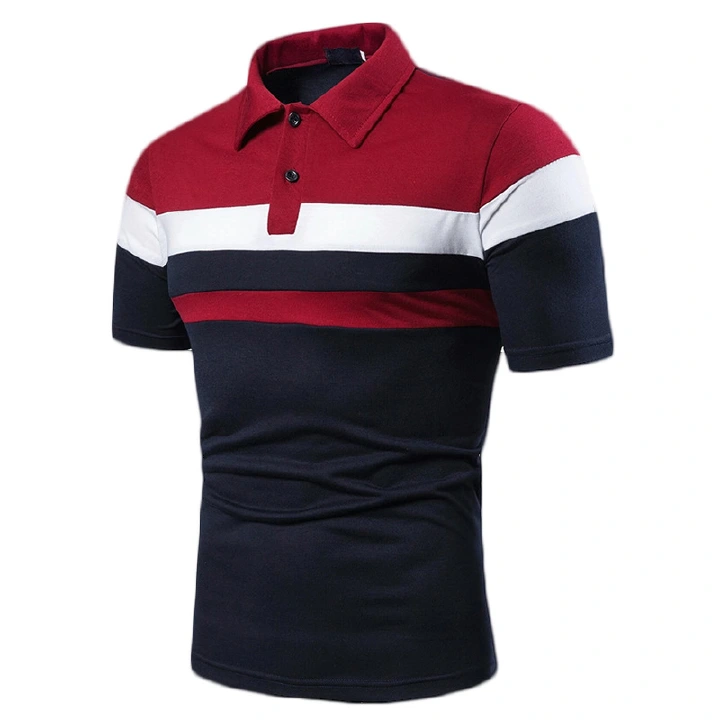 Men's short sleeved T-shirt Fashion youth patchwork slim lapel short sleeved T-shirt Men's short sleeved T-shirt Fashion youth patchwork slim lapel short sleeved T-shirt  T-shirts & Polos