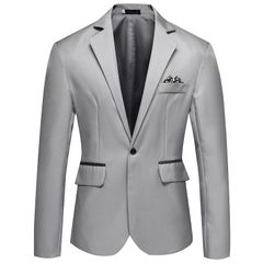Suiting & Blazers Men'S Suit Fashion Solid Color Suit Large Size Business Slim 2023 New Spring And Autumn Coat Gray 2XL