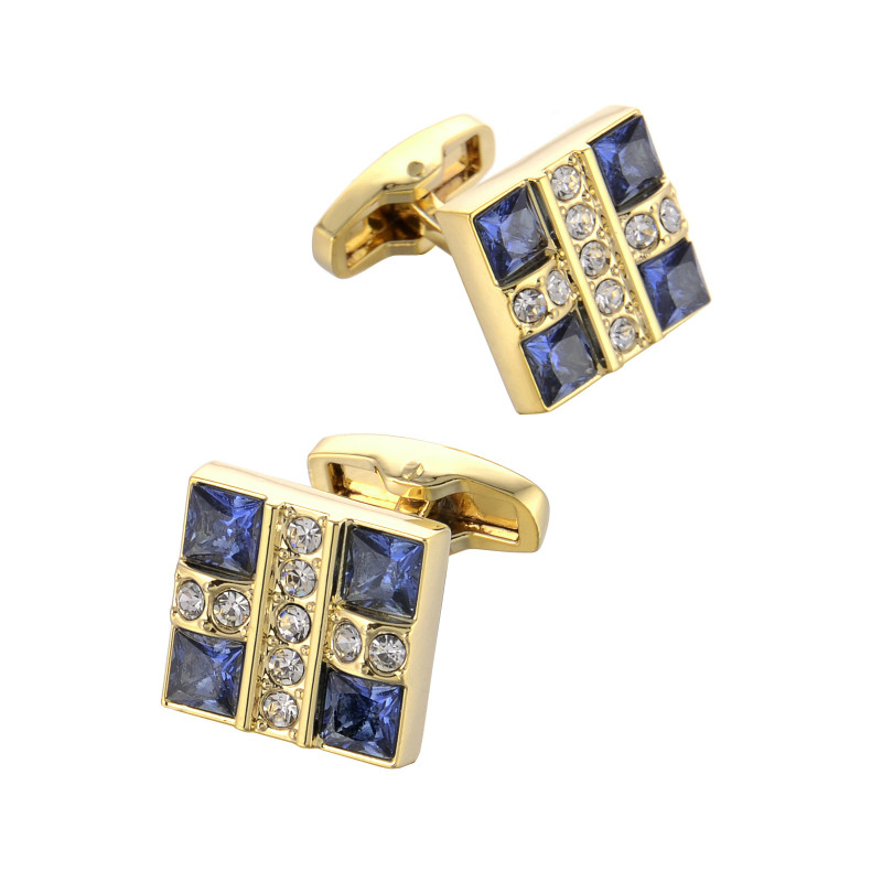Cuff Links Luxury Blue&amp;White Crystal Cufflinks  Shirt Cuff Button Men Fashion Jewelry Business