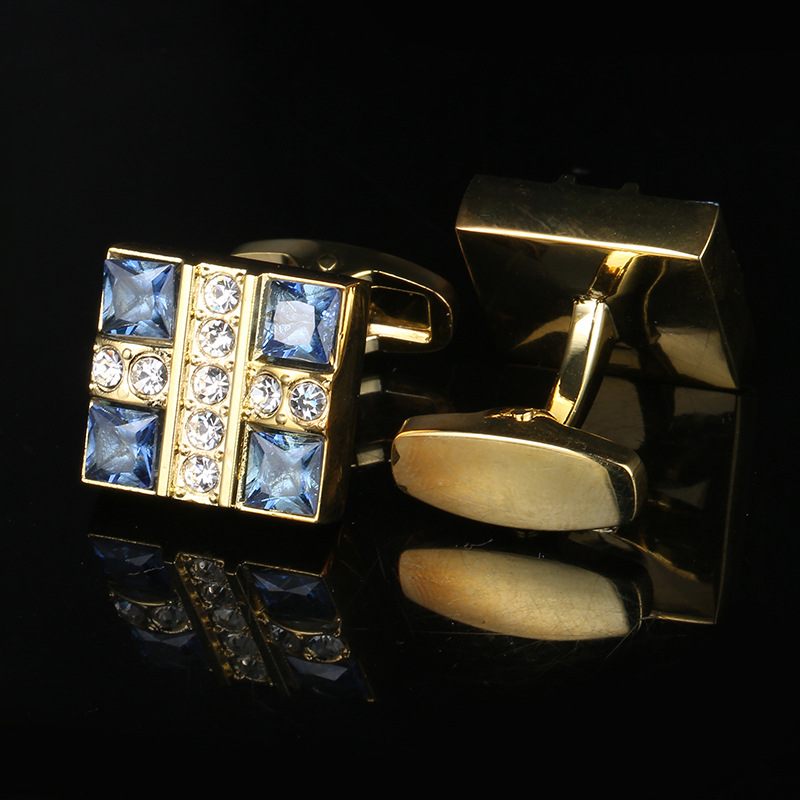 Cuff Links Luxury Blue&amp;White Crystal Cufflinks  Shirt Cuff Button Men Fashion Jewelry Business