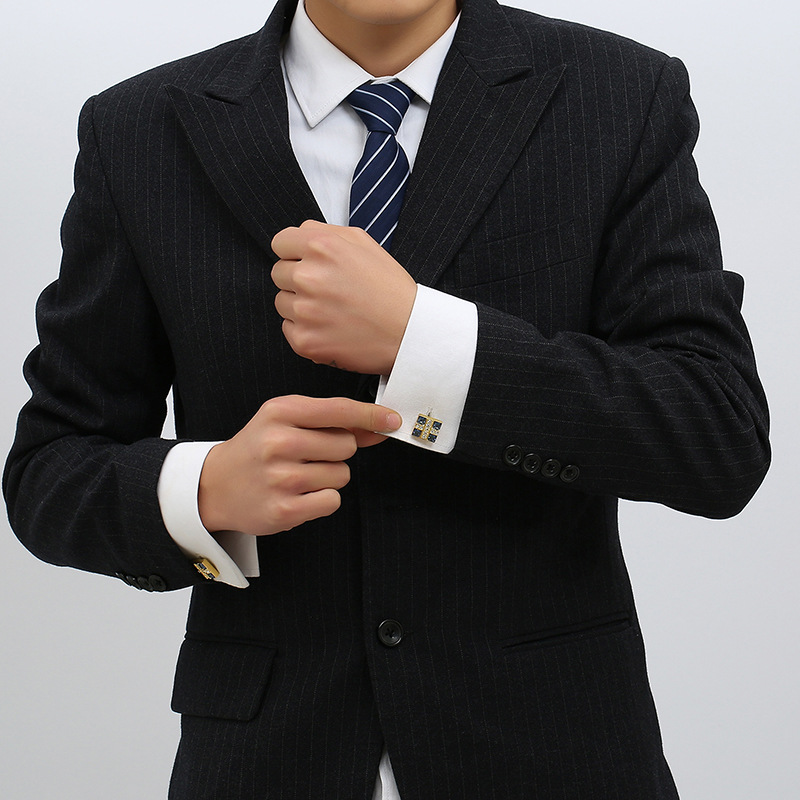 Cuff Links Luxury Blue&amp;White Crystal Cufflinks  Shirt Cuff Button Men Fashion Jewelry Business