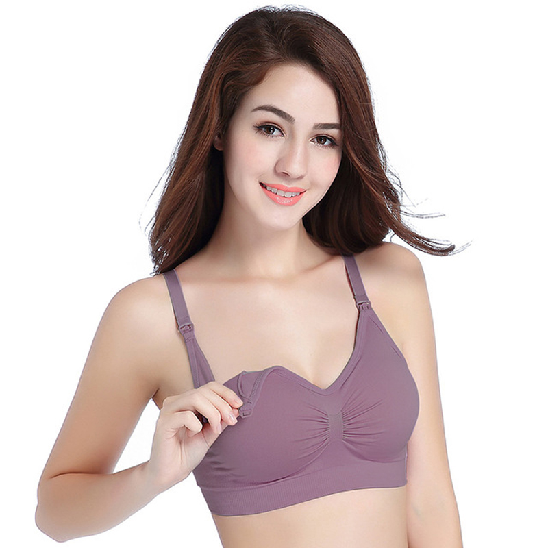 Front buckle plus size maternity underwear anti-sag gathering nursing bra seamless breastfeeding bra