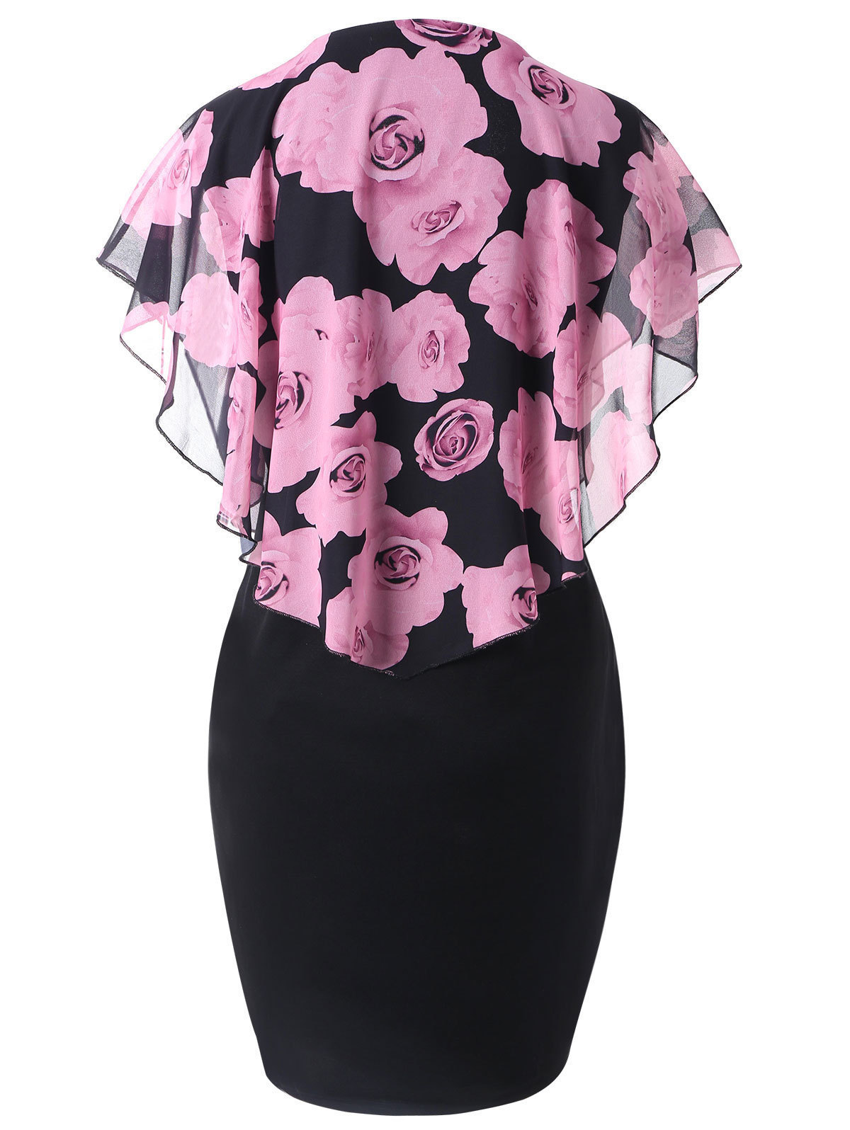 new rose print shawl slim wrap hip dress hot  Short sleeve summer