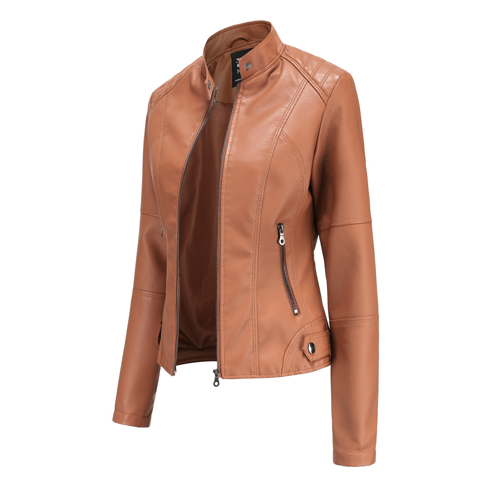 European Leather Slim Fit spring and autumn coat motorcycle wear large stand collar