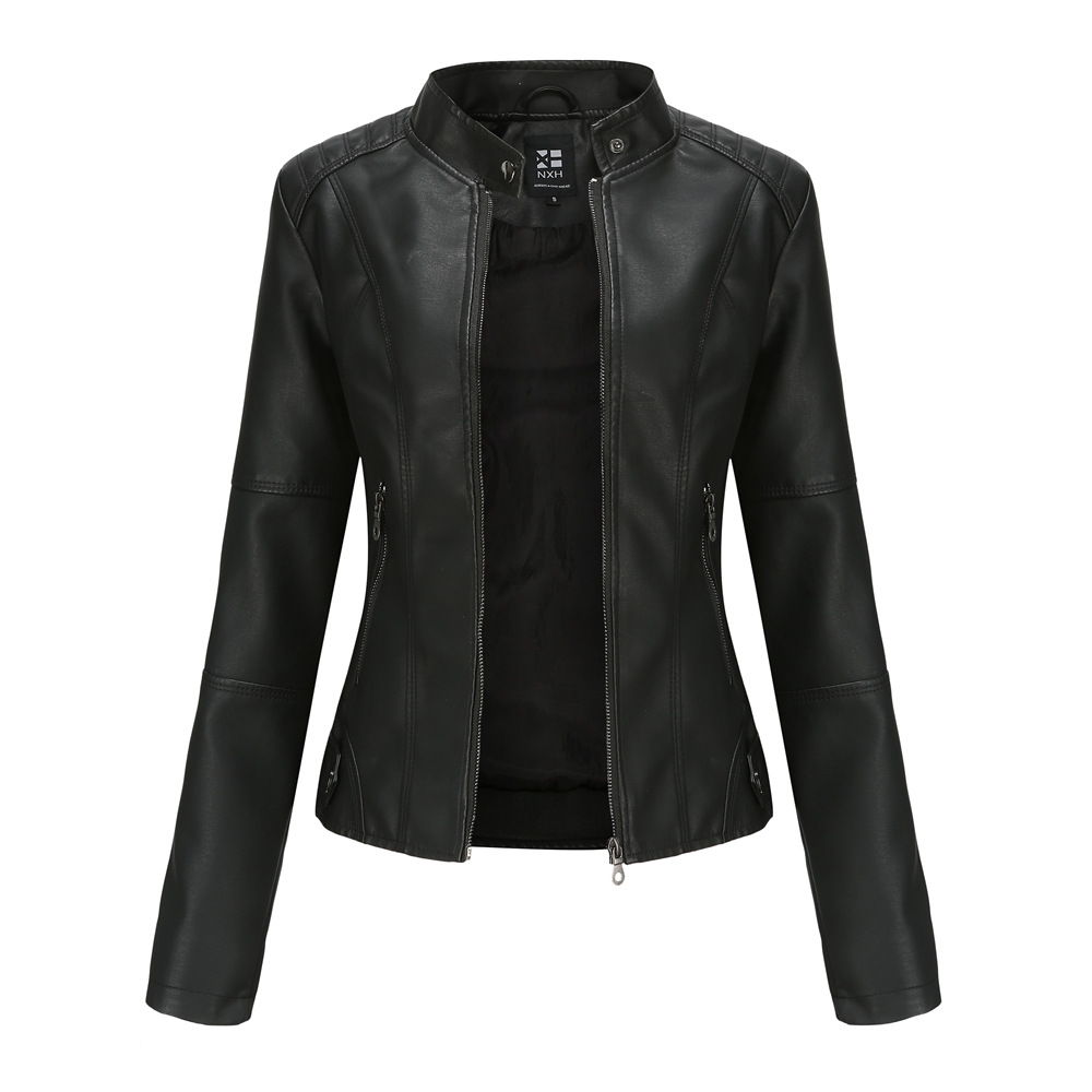 European Leather Slim Fit spring and autumn coat motorcycle wear large stand collar