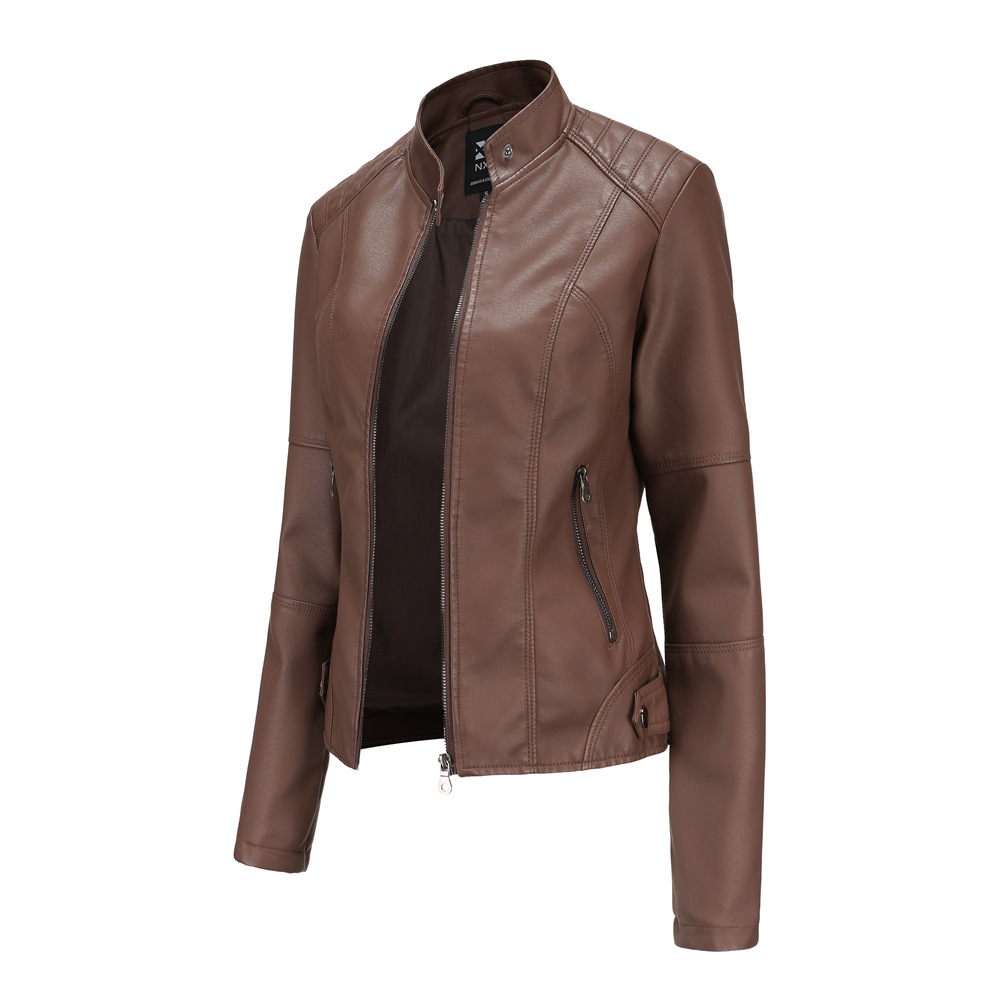 European Leather Slim Fit spring and autumn coat motorcycle wear large stand collar