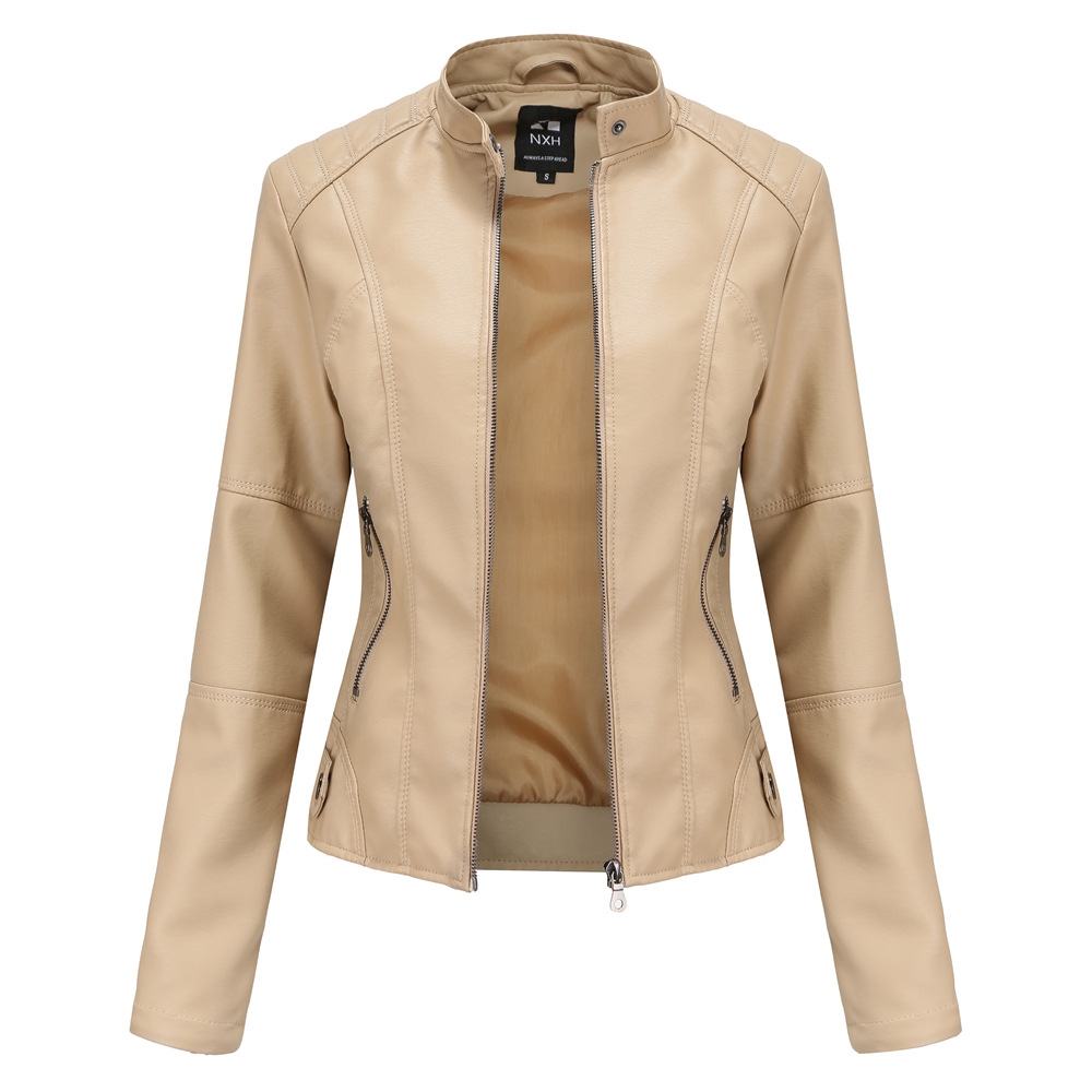 European Leather Slim Fit spring and autumn coat motorcycle wear large stand collar
