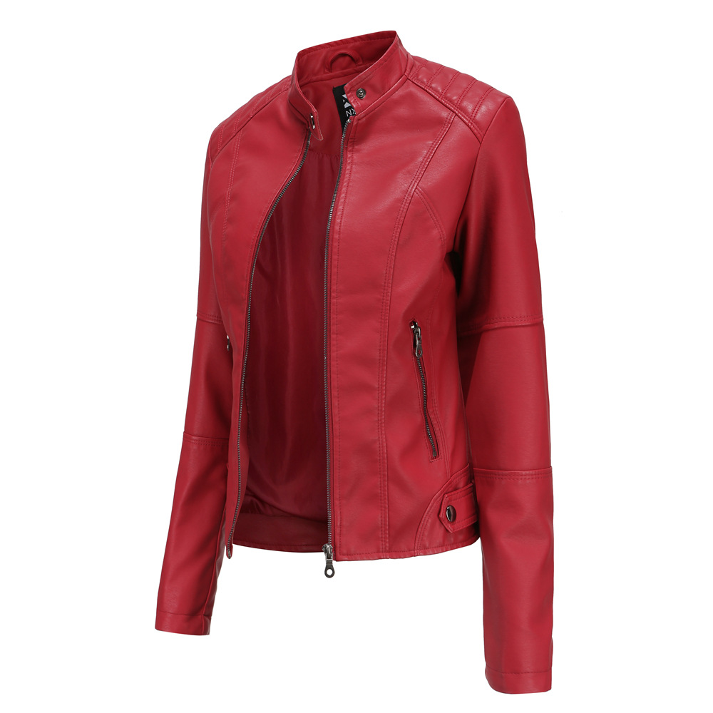 European Leather Slim Fit spring and autumn coat motorcycle wear large stand collar