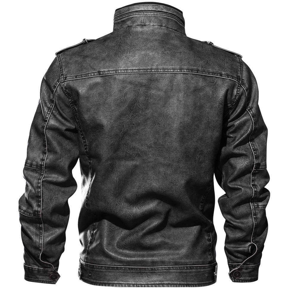 men trench coat size autumn and winter coat casual water wash stand collar jacket motorcycle wear
