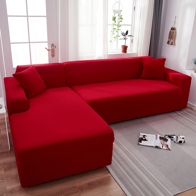 Stretch universal sofa cover 1/2/3/4 seater seasons fabric simple sofa  cover full covers big red