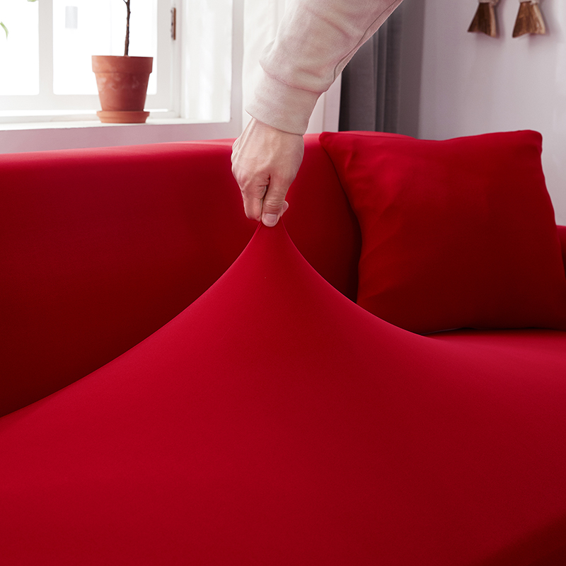 Stretch universal sofa cover 1/2/3/4 seater seasons fabric simple sofa  cover full covers big red