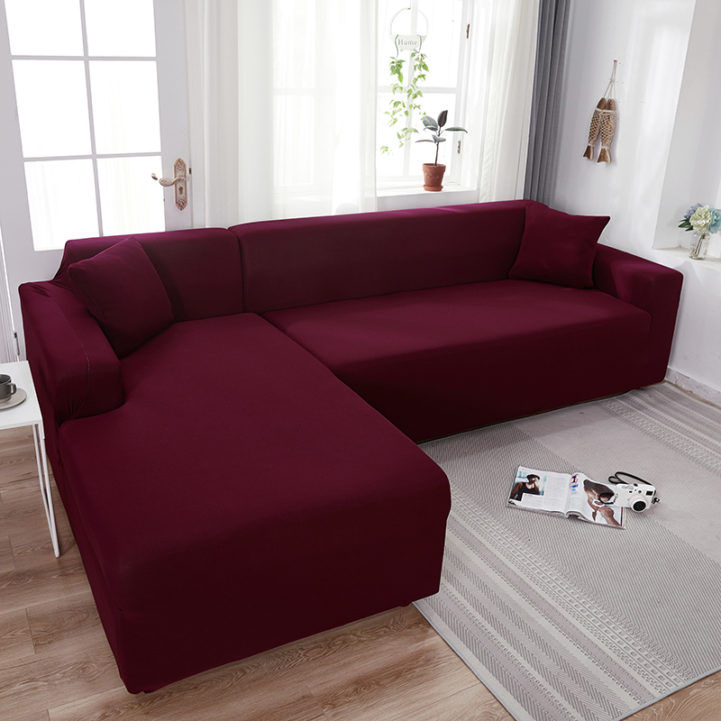 Stretch universal sofa cover 1/2/3/4 seater seasons fabric simple sofa  cover full covers wine red