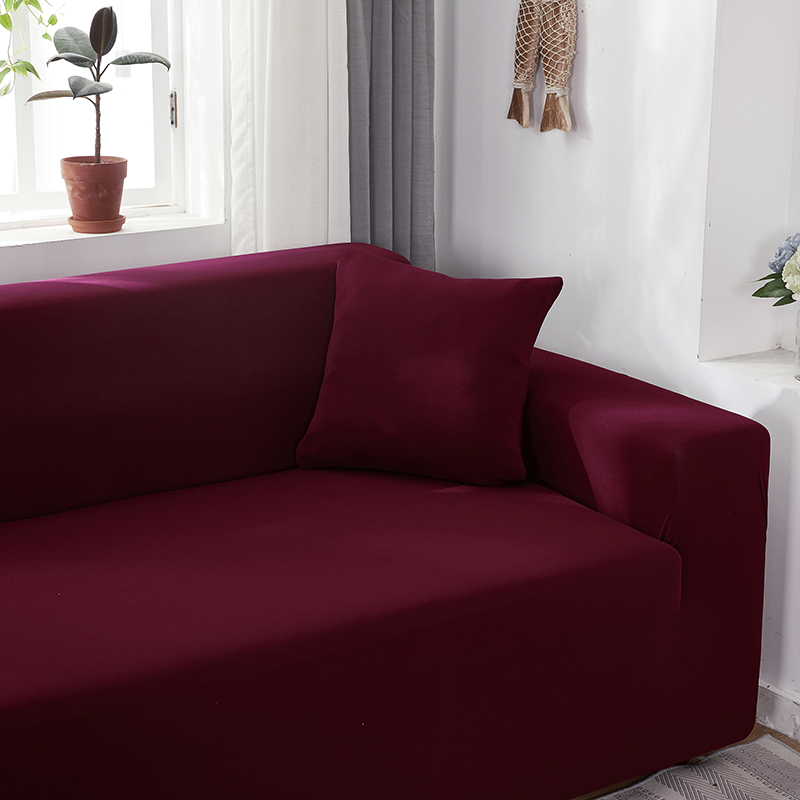 Stretch universal sofa cover 1/2/3/4 seater seasons fabric simple sofa  cover full covers wine red