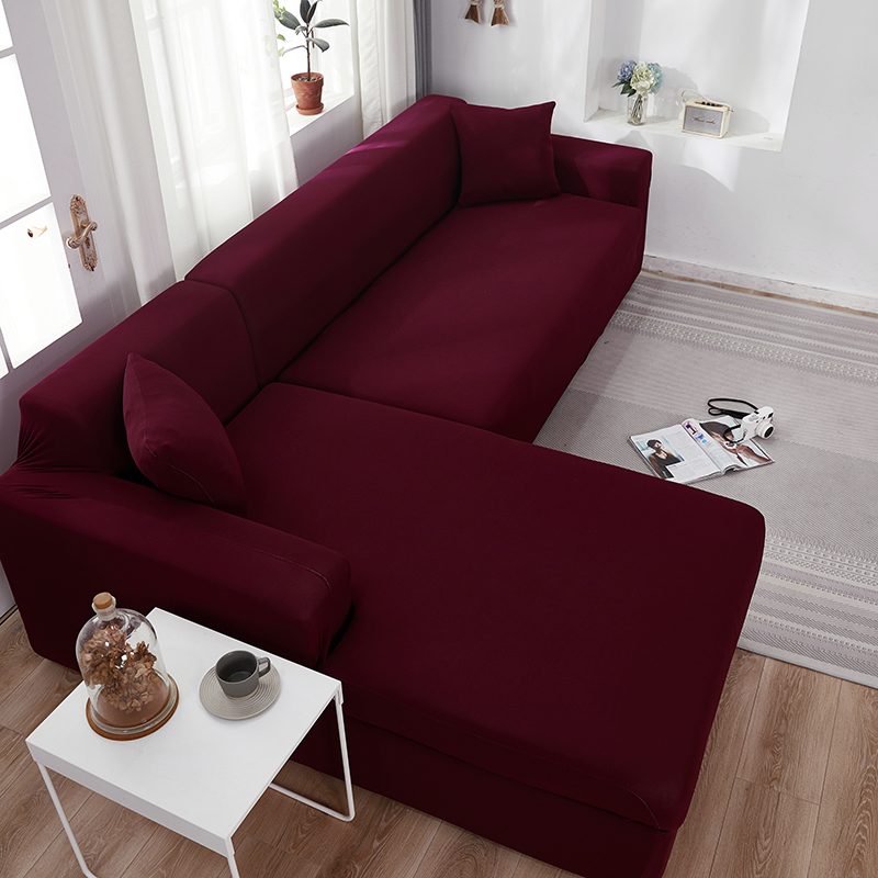 Stretch universal sofa cover 1/2/3/4 seater seasons fabric simple sofa  cover full covers wine red