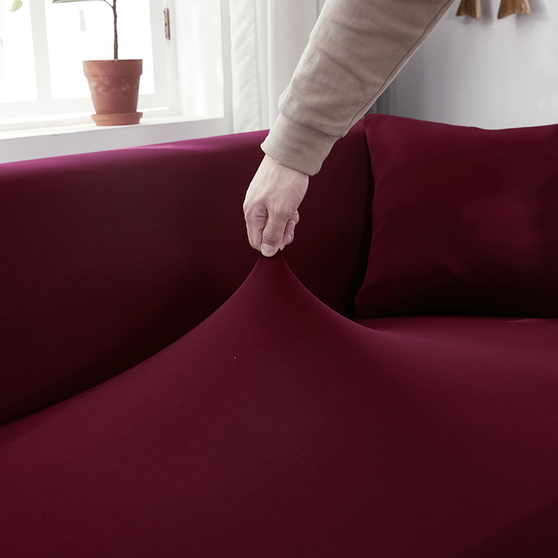 Stretch universal sofa cover 1/2/3/4 seater seasons fabric simple sofa  cover full covers wine red
